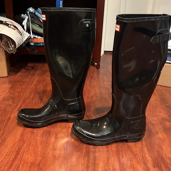 size 8 Hunter Tall Gloss Black Rain Boots Women’s - Picture 4 of 7